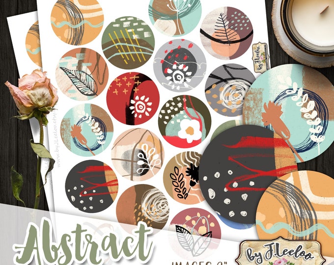 ABSTRACT 2 inch Digital Collage Sheet for Pocket Mirrors Magnets Paperweights Cupcake toppers Jewelry instant download tn632