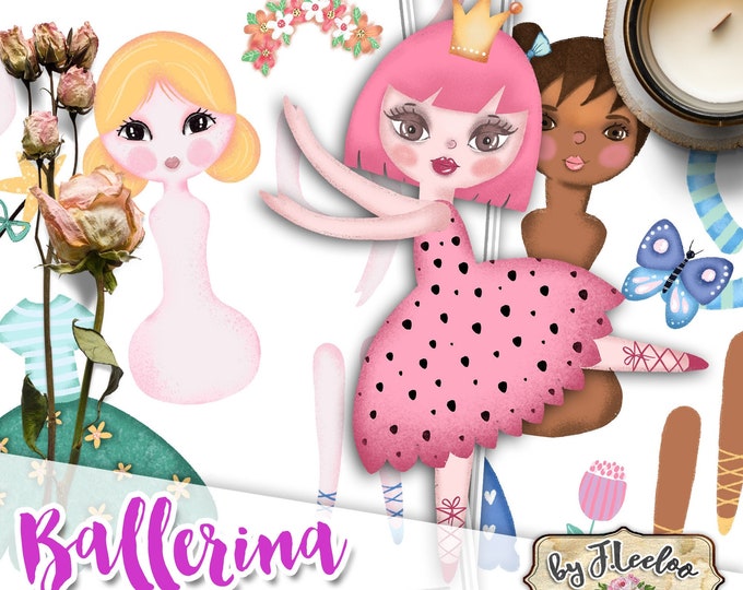 BALLERINA PAPER DOLL 3 digital papers altered art journal page Digital collage sheet scrapbooking jpg instant download printable pp536