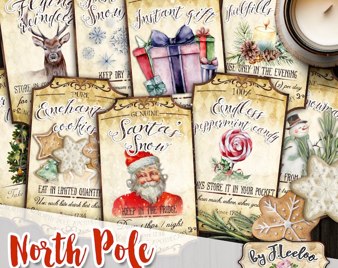 NORTH POLE Holydays Christmas apothecary for potion bottle labels Christmas Jar Labels Christmas decorations tl230