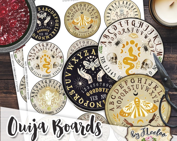 OUIJA BOARD 2.5 inch circle sacred occut witch pendants printable bottle caps sticker halloween esoteric party  tn626