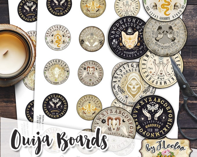 TAVOLA OUIJA 1,5 pollici cerchio sacro occulto strega pendenti stampabile tappi di bottiglia adesivo festa esoterica halloween tn627