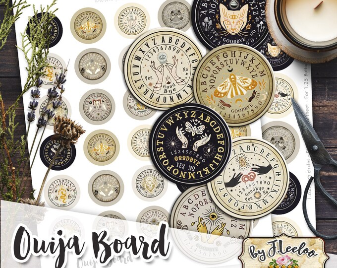 OUIJA BOARD for button machine  printable download for pendant bottle cap bezel findings cabochon magnet tn560