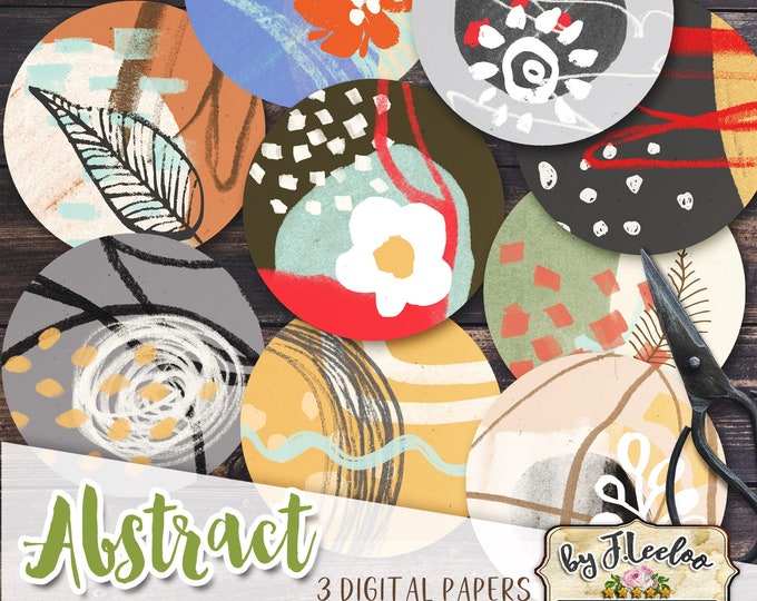 ABSTRACT 3 inch Digital Collage Sheet for Pocket Mirrors Magnets Paperweights Cupcake toppers Jewelry instant download tn631