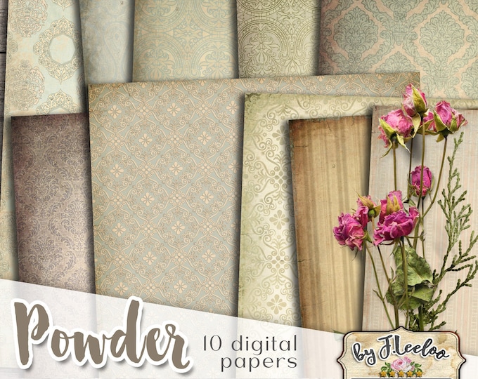 POWDER digital printable paper junk journal | Damask scrapbook notebook collage sheets scrapbook | vintage instant paper download | pp226