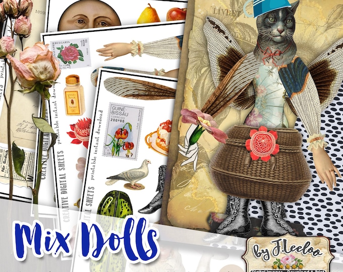 MIX DOLLS digital printable collage sheets for junk journal scrapbook cardmaking gluebooks instant download ephemera pack  pp539
