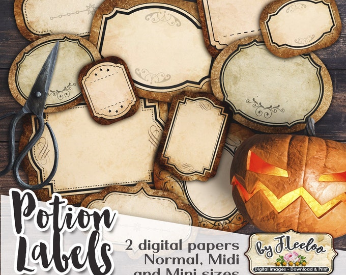 Potion Labels apothecary label blank Wizard steampunk halloween printable party decoration poison grunge gift tag  tl235