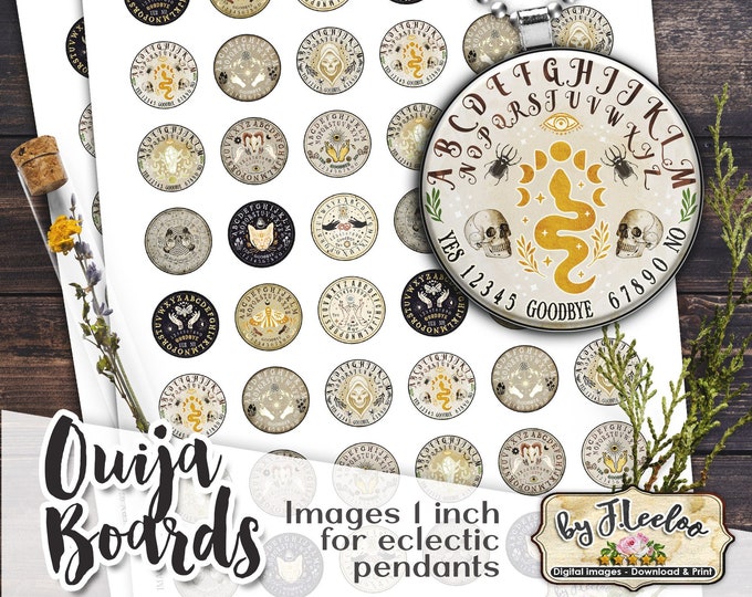 OUIJA BOARD 1 inch Halloween Party Esoteric Alchemy Full Moon for pendants magnets coaster graphic digital collage sheet tn628