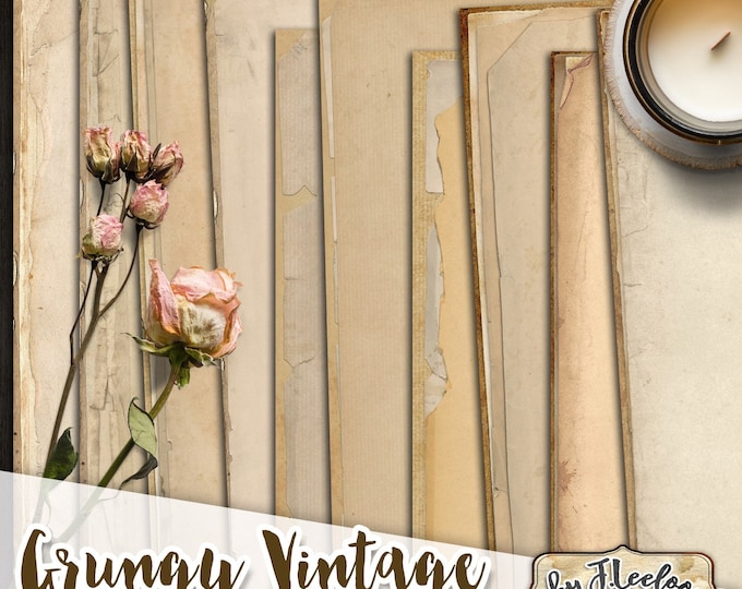 GRUNGY VINTAGE large 8.5x11 inch digital vintage collage sheet documents distressed scrapbooking instant download printable diary pp553