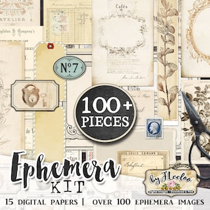 EPHEMERA KIT journal papier indésirable journal digi kit étiquettes indésirables numériques annonces journal éphémère collage vintage étiquettes cartes de journalisation pp569