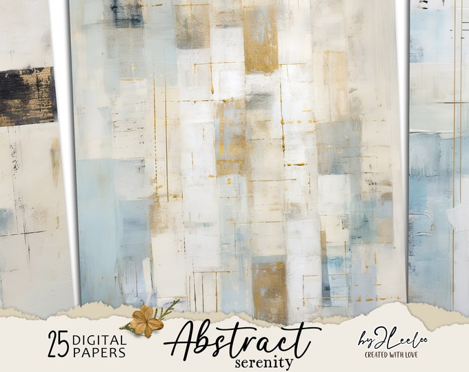 ABSTRACT SERENITY papers | Industrial Junk Journal background Distressed grunge card making collage digital poster | Home decoration | pp693