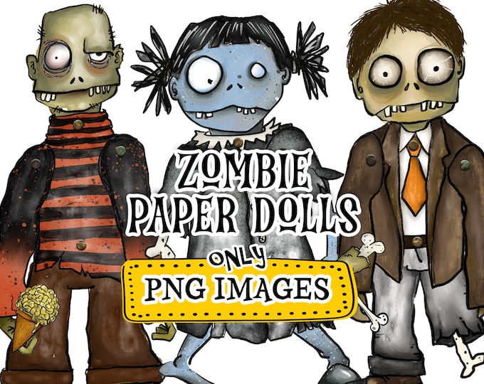 ZOMBIE DOLLS Halloween PNG Clipart - Digital Skull - Brain - Spooky Eyes - Instant Download - Trick or Treating - Printable Party pp561