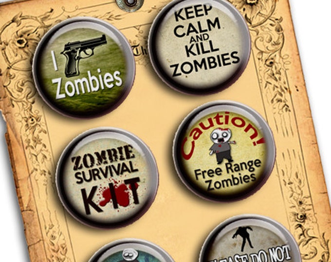 Digital printable ZOMBIES 2 papers for button machine walking dead quote scary magnet stickers pendant instant download printable tn221