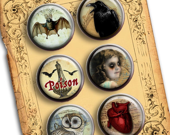 Digital collage LOVECRAFT 1.313 inch button size gothic scary halloween poison magnet stickers pendant instant download printable tn219