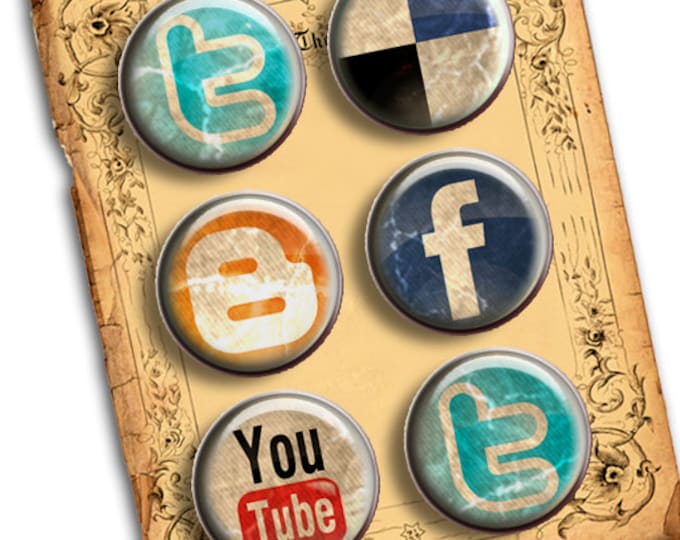 Digital collage WEB CIRCLE 1.313 inch button size social web button machine magnet stickers pendant instant download printable tn220