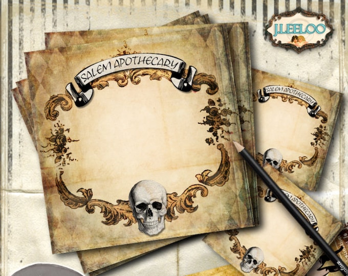 BLANK POISON labels 4x4 inch gothic halloween Digital collage sheet coaster sticker hang tags editable writable instant download tl173