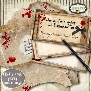 HALLOWEEN PARTY invita buste cartoline Foglio collage digitale scrapbook stampabile hobby artigianato decorazione download immediato pp348