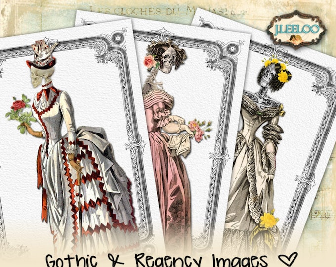 GOTHIC & REGENCY Png Jpg files Digital collage sheet paper craft for scrapbook altered diary gift tag instant download printable pp305