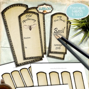 blank APOTHECARY bearbeitbare druckbare Tags Etikett Giftflasche Glasetiketten sofortiger Download druckbare Bilder digitale Collage Blatt tl170