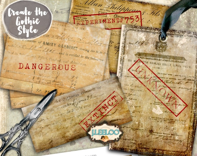 EXPERIMENT label tag distressed scrapbook grunge halloween scary printable invitation diary party jewelry holder instant download pp360
