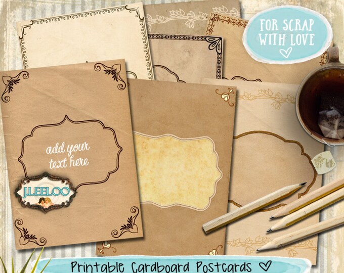 CARDBOARD CARDS 10 card 5x7 inch label tag greeting card invitation backing Digital collage sheet instant download printable pp294