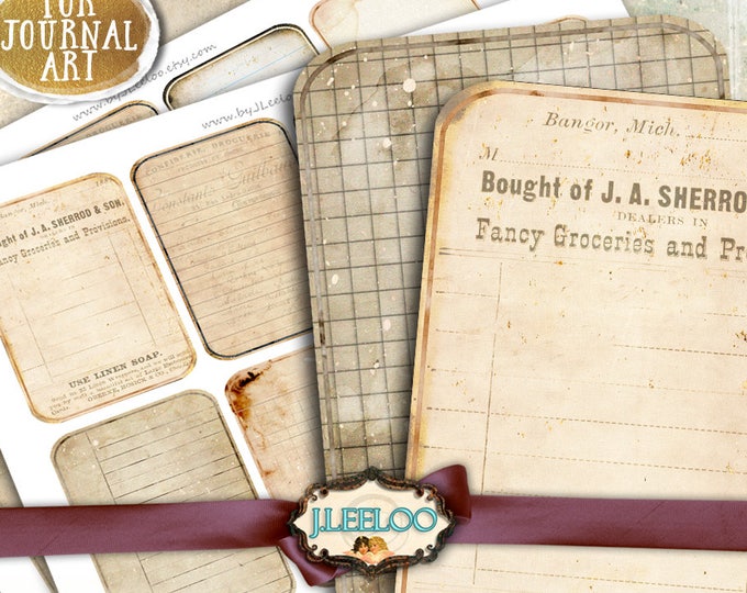 JOURNAL CARDS tags digital printable collage sheet embellishments diary art jewelry holder papers labels crafting background ac303