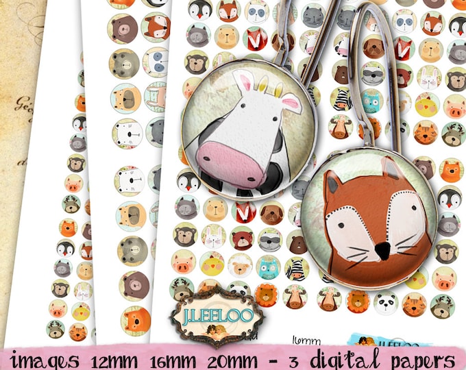 LITTLE FRIEND 12mm 16mm 20mm circle sheets earring ring hand drawn digital collage sheets images jewelry instant download tn525
