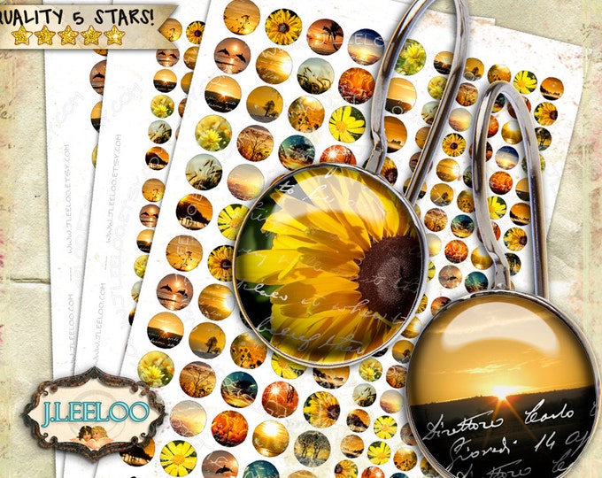 SUNSHINE digital collage 12mm 16mm 20mm circle sheets earring ring size landscape photo digital images jewelry instant download tn429