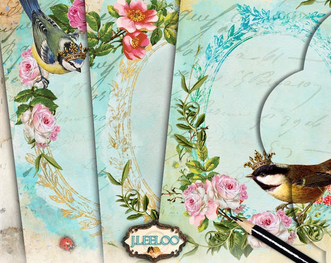 VICTORIAN ENVELOPES  easter invite greetings envelopes bird rose Digital collage sheet scrap vintage instant download printable pp374