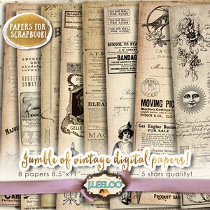 JUMBLE papéis digitais diário arte scrapbook páginas de criação de livros fundo papelaria enfeite artesanato download instantâneo impressão pp416