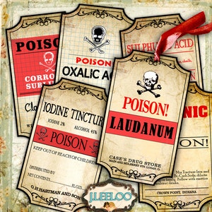 Printable tags POISON label bottle jar labels Halloween instant download printable images digital collage sheet tl156