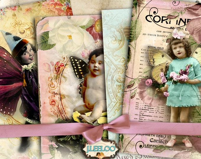 BABY in the GARDEN old photo fairy | Atc Aceo Card Digital sheet greeting | instant download printable background vintage journaling | ac113