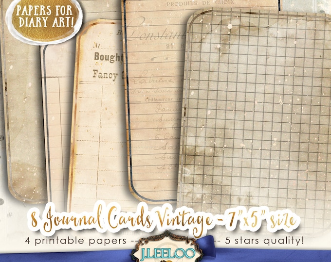 JOURNAL CARDS editable diary art vintage for scrapbook tattered crafting altered instant download Digital collage sheet printable pp412