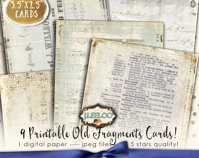 FRAGMENTS atc aceo size text vintage background Digital collage sheet printable craft art hobby crafting scrapbooking jewelry holder ac300