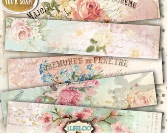 PARIS WRAPPER printable vintage soap wrap bookmarks Digital sheet instant download French Shabby Chic background papers pp389