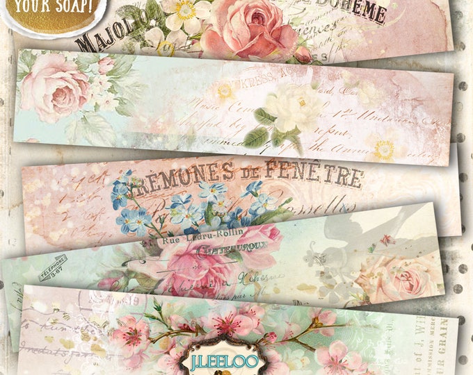 PARIS WRAPPER printable vintage soap wrap bookmarks Digital sheet instant download French Shabby Chic background papers pp389