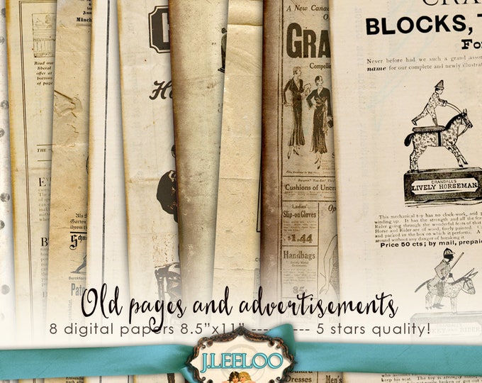 VINTAGE ADVERTISING digital papers Paper Pack printable 8.5 x 11 inch Digital collage sheet instant download printable crafting pp402