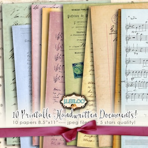 VECCHIA SCRITTURA A MANO 10 grandi documenti vintage stampabili carta artigianale Carte decorative download immediato pp148