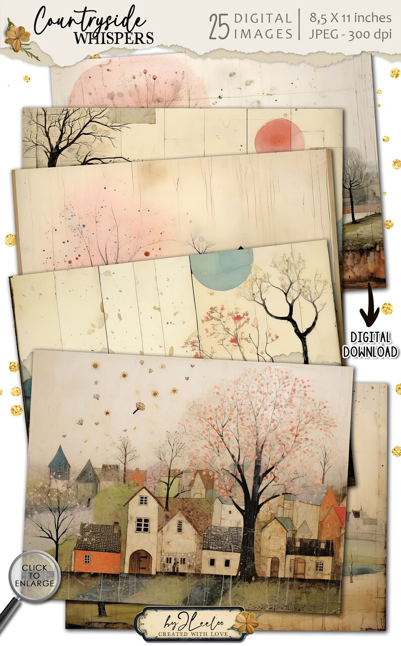 COUNTRYSIDE WHISPERS Landscape Vintage Papers | Large Junk Journal ...