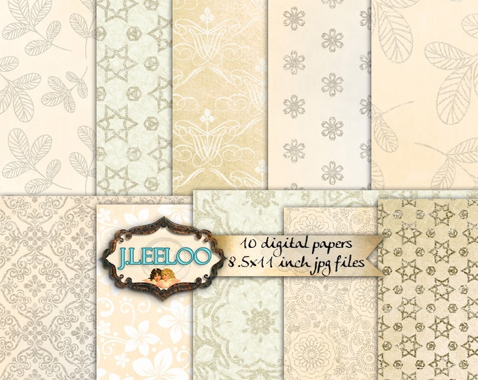 ON CHRISTMAS EVE 10 gold digital papers for scrapbook Digital collage sheet instant download digital print printable paper good pp262