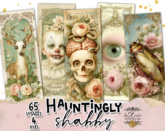 HAUNTINGLY SHABBY | Macabre Chic Ephemera Gothic Oddities for Junk Journals Scrapbooking Jewelry | Craft Printable Vintage Victorian | bm137