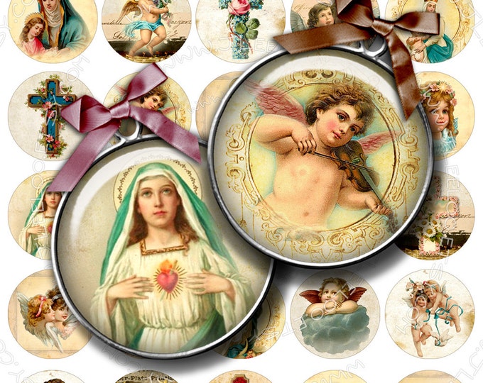 Digital printable RELIGIOUS 1.5 inch circle sheets charity faith virgin sacred for pendant magnet craft instant download tn275