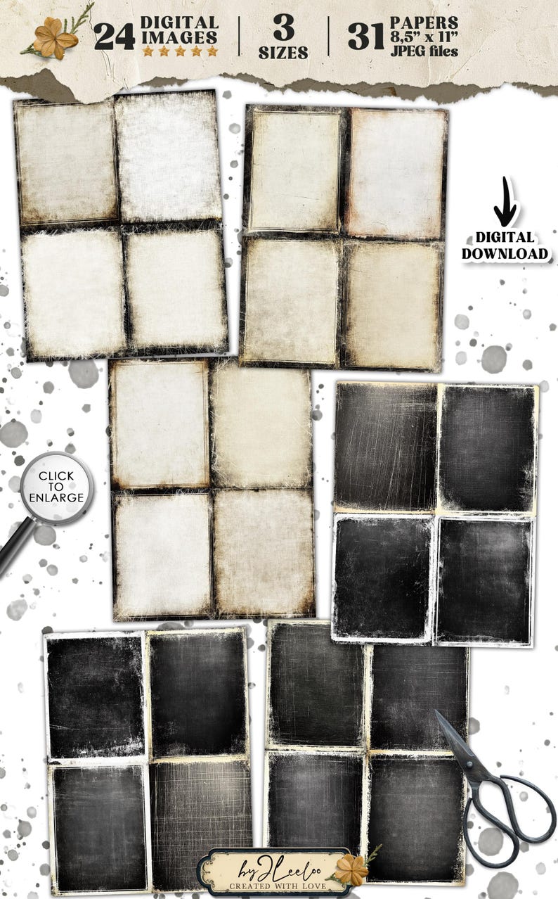 GRUNGE FRAMES 3 Sizes Ivory and Black Photo Backdrops Vintage
