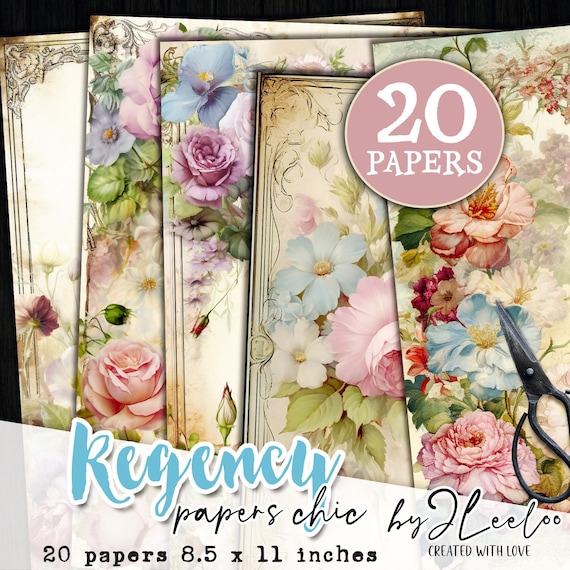 REGENCY papers chic / pagine vittoriane shabby Junk Journal / sfondo floreale carta artigianale vintage forniture effimeri digitali / pp620