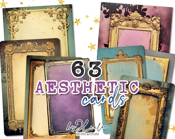 AESTHETIC CARDS paper craft supplies | fashion colors labels | grungy distressed tags ephemera junk journal | digital collage sheet | pp654