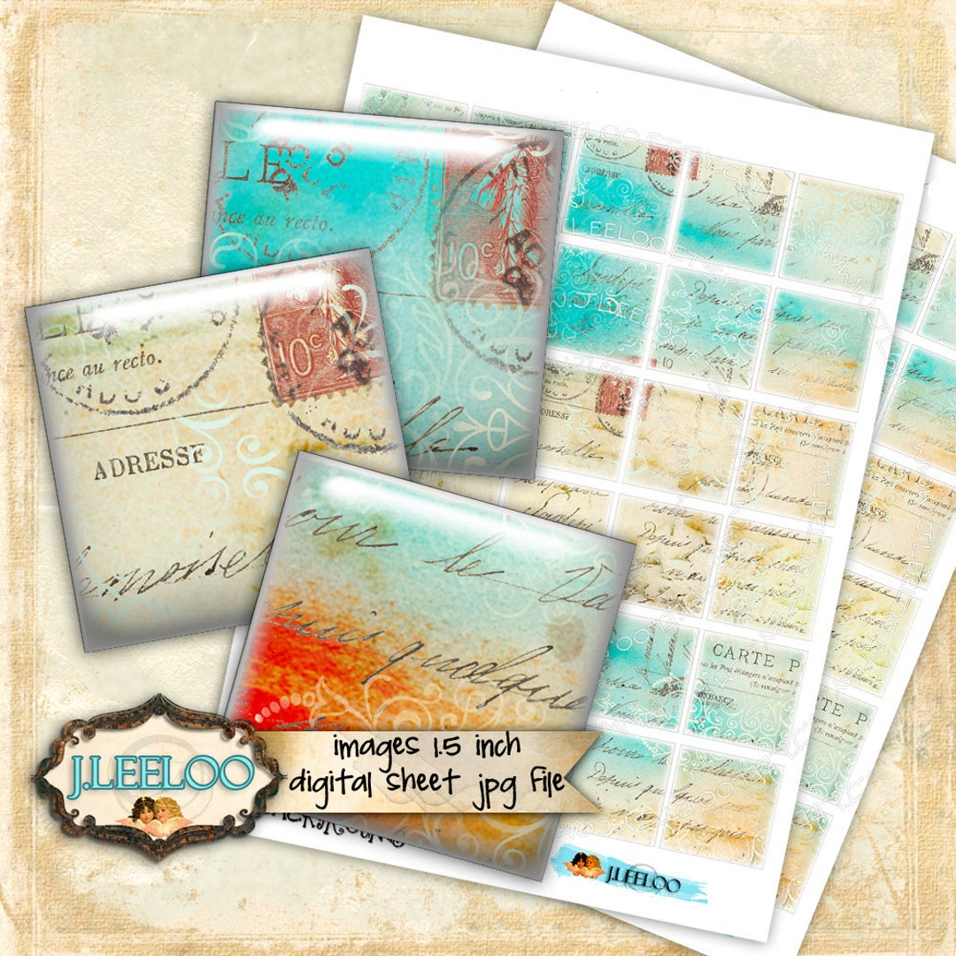 Digital Print BACKGROUNDS 1.5 Inch Square Writable Postcard Tag Image ...