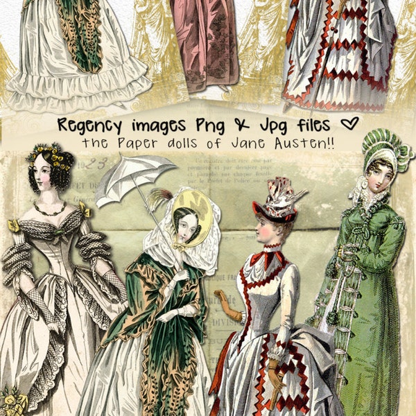 JANE AUSTEN 8 jpg png Digital collage sheet paper dolls for scrapbook altered diary printable paper craft gift tags graphics pp220