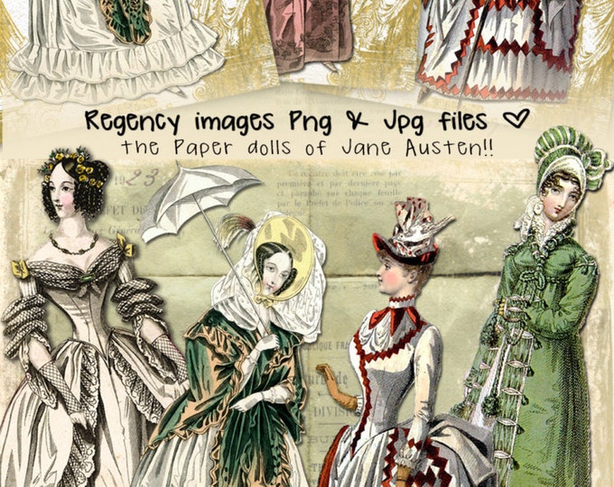 JANE AUSTEN 8 jpg png Digital collage sheet paper dolls for scrapbook altered diary printable paper craft gift tags graphics pp220