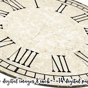 FACE CLOCK 8 Inch Circle Printable Vintage Jpeg Clipart Vintage Home ...