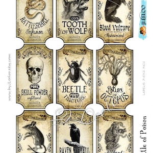 BOTTLE OF POISON Printable Tags Label Bottle Jar Labels Halloween ...