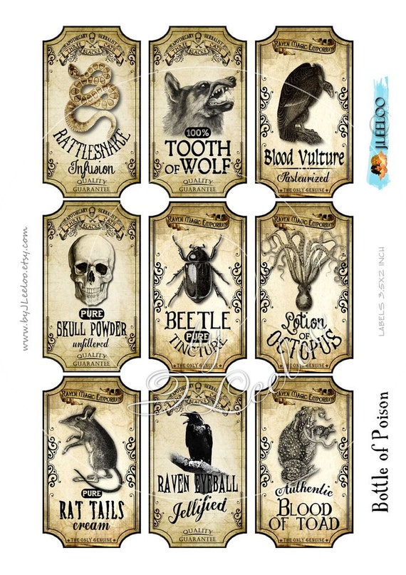 Halloween Bottle Labels Animal Apothecary Stickers Potions - Temu